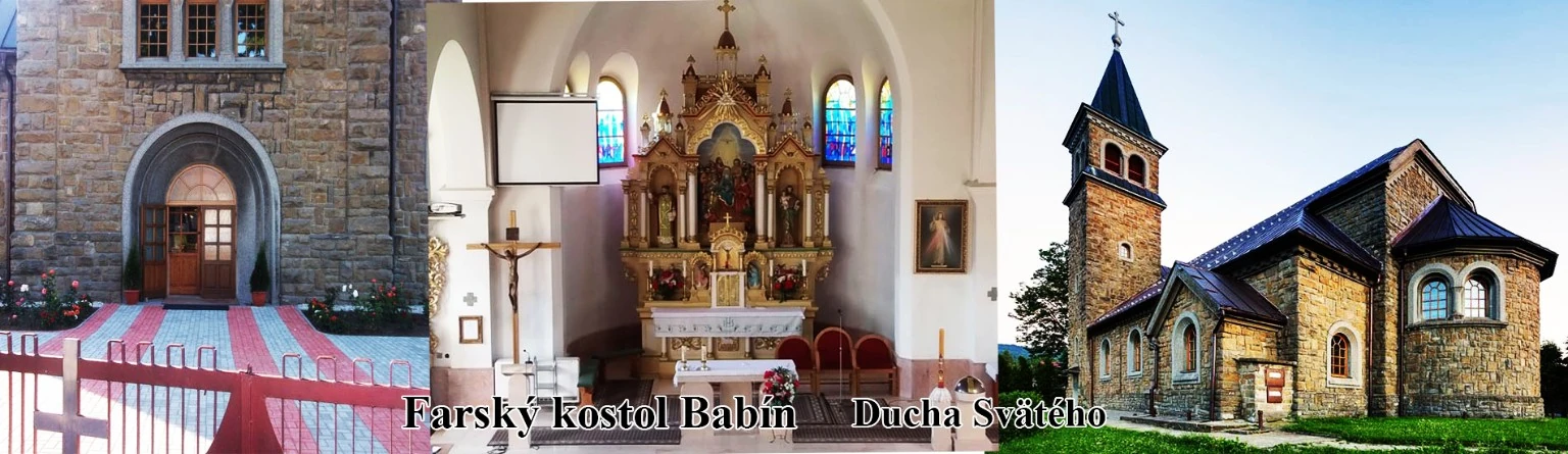 Babín – vstup, oltár a pohľad na farský kostol
